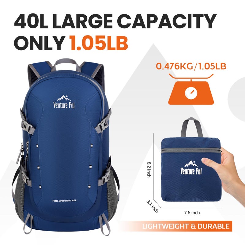 Venture Pal 40L Lightweight Packable Travel Hiking Backpack Daypack - Image 5